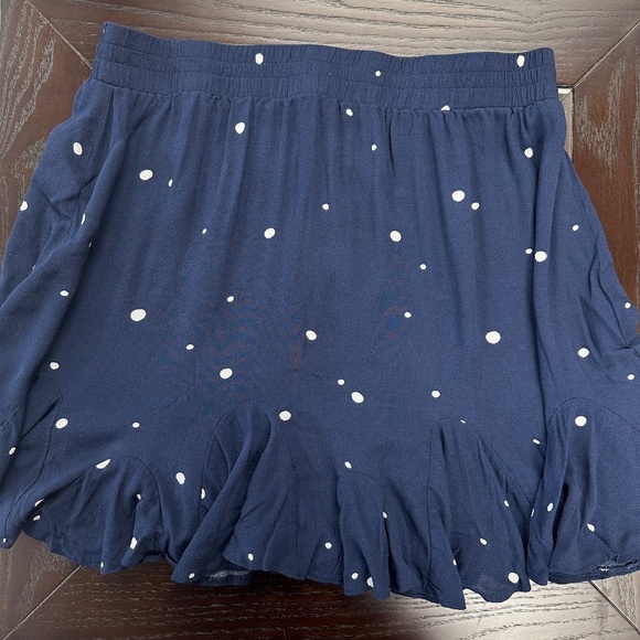 *LOFT* Petite Navy x White Polka Dot Flowy Skirt Size LP - Picture 1 of 5